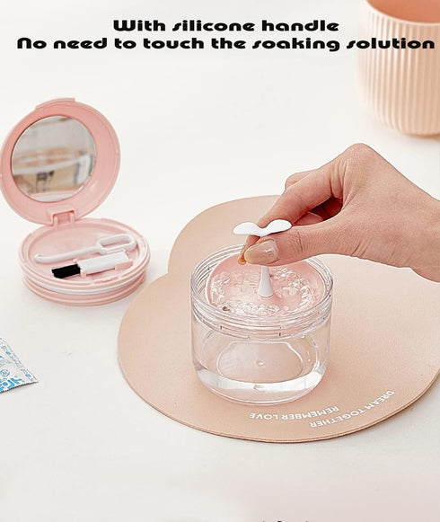 MURRI&MURRDI Retainer Case, Denture Bath Box with Strainer Basket, Cute Holder for Travel (Pink)