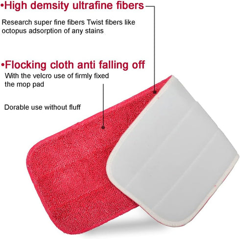 Microfiber Replacement Mop Pad, 18 x 6 Wet & Dry Cleaning Refills, 6 Pack, Reusable Floor Mop Pads - Red
