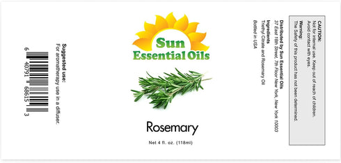 Sun Essential Oils 4oz - Rosemary Essential Oil - 4 Fluid Ounces - Sun Essential Rosemary Oil