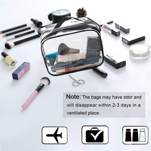 APREUTY Clear Makeup Bags, TSA Approved 6 Pcs Cosmetic Makeup Bags Set, Clear PVC with Zipper Handle for Travel