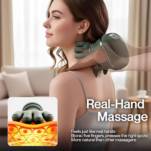 Xpudding 4D Shoulder and Neck Massager, Bionic Heated Massager with Fingers, Kneading Massage, Deep Tissue and Back