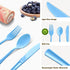 150 Pack Light Blue Plastic Silverware, Heavy Duty Utensils, 50 Forks, 50 Knives, 50 Spoons for Birthday Wedding Baby