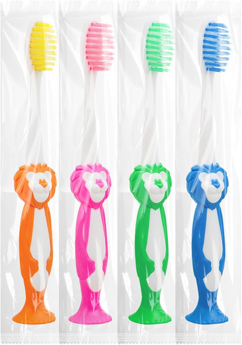 Disposable Toddler Toothbrush Kids Pack of 120, Manual Suction Cup Bulk Kids Toothbrushes Individually Wrapped for
