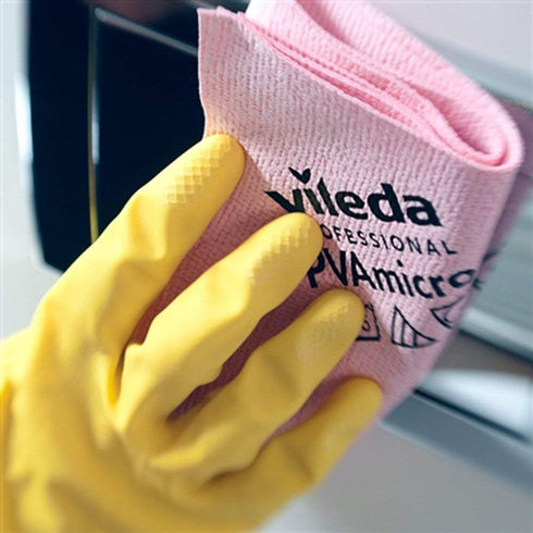 Vileda Professional PVA Microfiber Cloth Red - All Purpose Cleaning Shammy, Synthetic Chamois Towel, 5 Pack