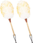 Lambswool Duster (2PCS) - 15.9 Inch Handheld Wooden Wool Duster for Cleaning Windows, Blinds, and Furniture