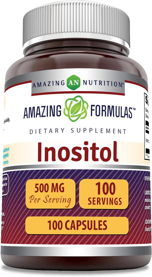 Amazing Formulas Inositol 500 mg 100 Capsules Supplement | Non-GMO, Gluten Free, Made in USA