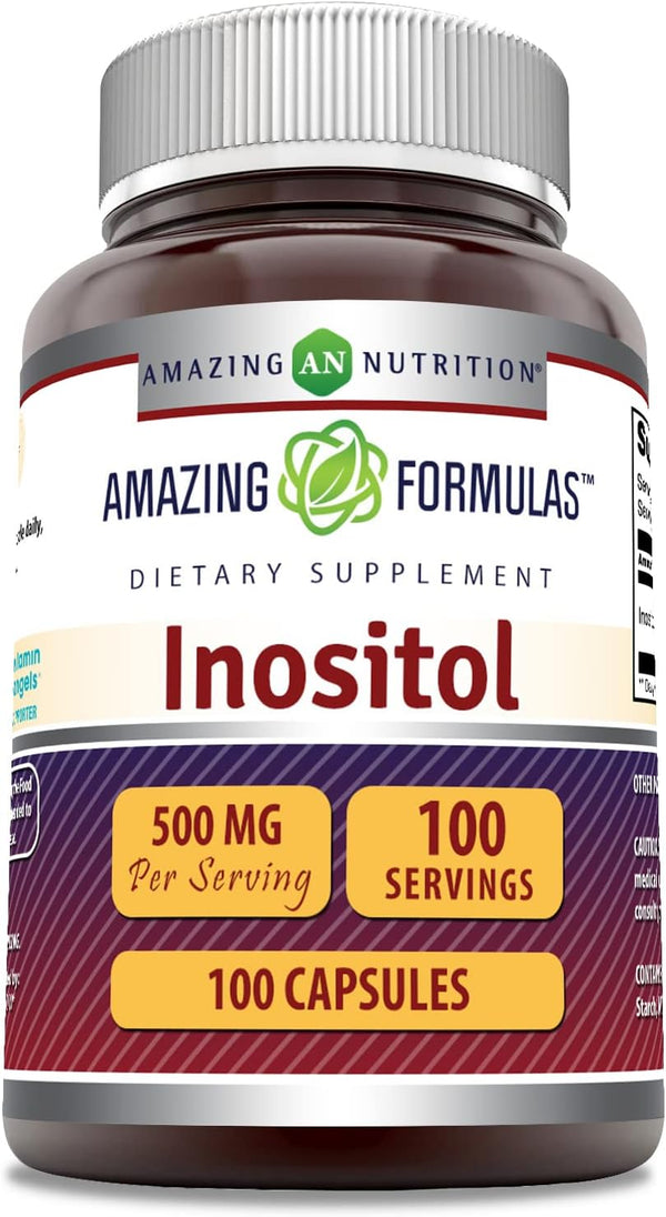 Amazing Formulas Inositol 500 mg 100 Capsules Supplement | Non-GMO, Gluten Free, Made in USA