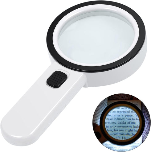 AIXPI Magnifying Glass with Light, 30X Handheld Magnifier with 12 LED for Reading Inspection