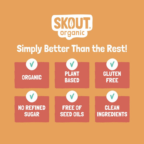 Skout Organic Plant-Based Protein Bars, Peanut Butter (12 Pack) – 10g Protein, Vegan, Gluten Free