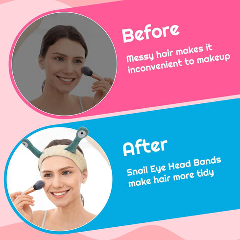 4 Packs Snail Head Bands, Cute Coral Fleece Hair Bands for Washing Face, Skincare Makeup Accessories for Women