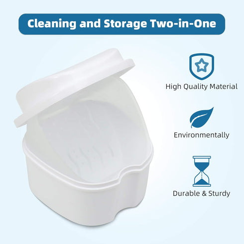Annhua Dental Orthodontic Retainer Case, Travel Denture Cup Holder, Soaking Box for Cleaning and Storage