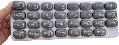 Monthly Med Organizer with 31 Daily Removable Pill Pods, Numbered Pillboxes for Home, Work, Travel