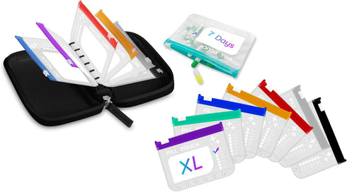 Timueetech Water-Proof Pill Pouch Set Large Pill Organizer, Pill Loose-Leaf Storage with