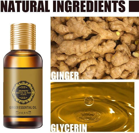 YG LianKai 3PC (90ml) Tummy Belly Drainage Ginger Oil, Gingers Oil, Ginger Oil Drainage Massage, Ginger Essential Oil