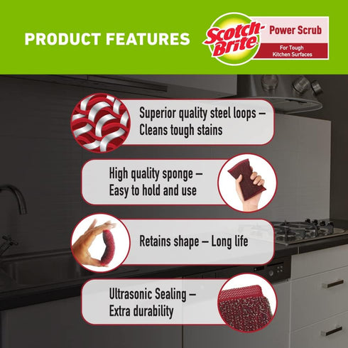 Scotch-Brite Stainless Steel Steel Loops Power Scrub- Pack of 5 by Scotch-Brite