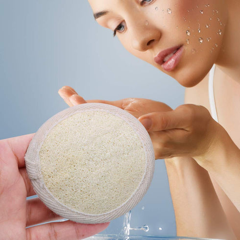 Loofah Sponge Exfoliating Facial Cleaning Pads, 10 Packs Natural Loofa Face Scrubber for Men Women Bath Spa Cleansing