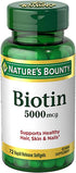 Nature's Bounty Biotin Super Potency 5000mcg - 72 Softgels (Pack of 2)