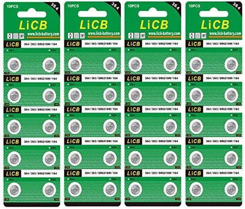 LiCB 40 Pack SR621SW 364 363 Watch Batteries - Long-Lasting & Leak-Proof High Capacity Silver Oxide 1.55V