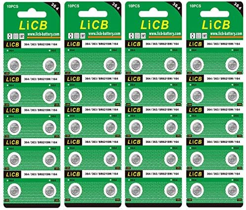 LiCB 40 Pack SR621SW 364 363 Watch Batteries - Long-Lasting & Leak-Proof High Capacity Silver Oxide 1.55V