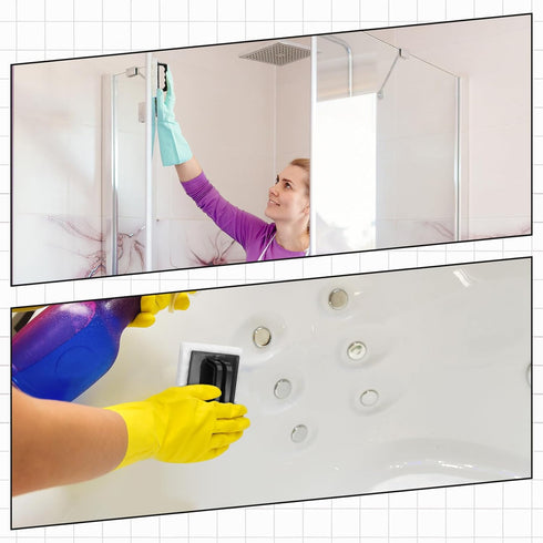 Maxdot 18 Set, 15 3 Swimming Pcs Handled Bath Scrubber Bathroom Scouring Pad Bathtub Scrubber with Handle Non Scratch
