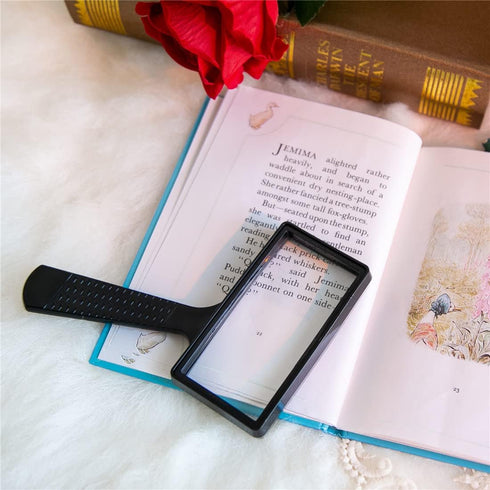 Large Handheld Magnifying Glass, 5X Magnification, 4x2 inches, Scratch Resistant Glass Lens for Seniors Reading,