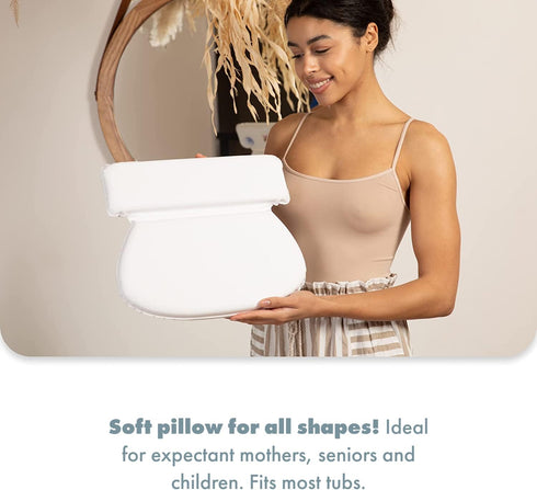TranquilBeauty Bath Pillow, White PVC, Pain Relief, 7 Suction Cups, Ergonomic Head & Back Support