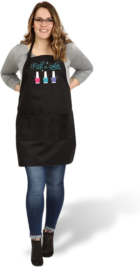 Pick A Color Nail Tech Apron, Nail Technician Apron for Women, 3 Pocket Cosmetology Smock for Nail Salons