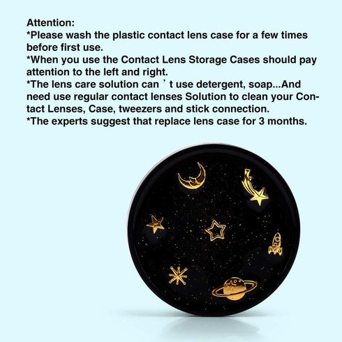 Contact Lens Case, Cute Moon and Stars Holder Kit with Remover Tool, Tweezers, Mirror, Storage Box