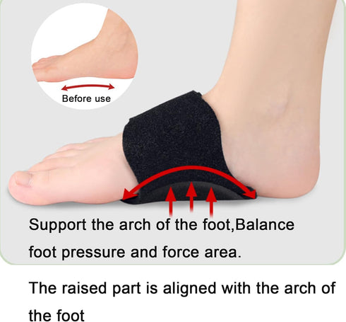 HENGXIA Arch Support Compression Sleeves for Flat Feet, Adjustable Braces for Plantar Fasciitis, 1 Pair