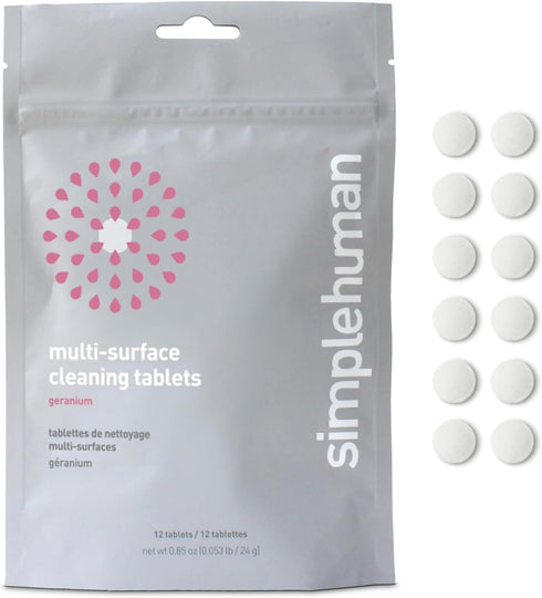 simplehuman Multi-Surface Cleaning Tablets - Geranium, 12 Tablets (Yields 6 oz Cleaner Each)