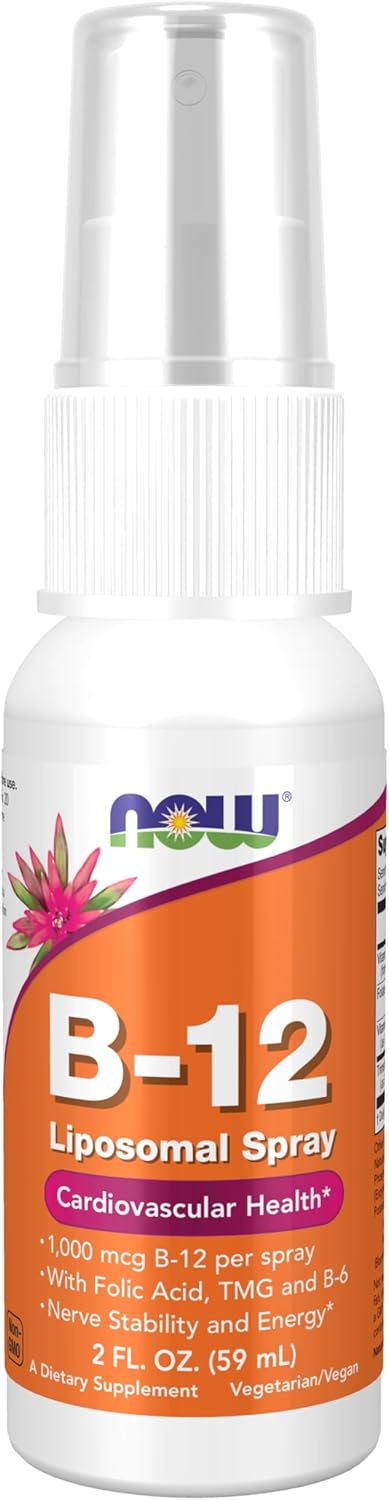 NOW Supplements Vitamin B-12 Liposomal Spray with Folic Acid, TMG & B-6 - 2-Ounce