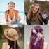 WLBON 3 Pcs Flower Headband and Wristbands, Rose Floral Leaf Hair Hoops, Accessories for Women Xmas Wedding Party