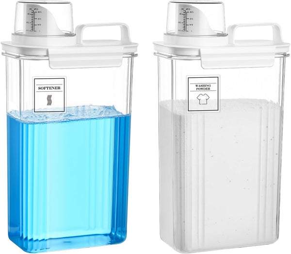 Laundry Detergent Dispenser, 94oz Fabric Softener Container, 2 Pack with 6 Labels for Laundry Room Organization