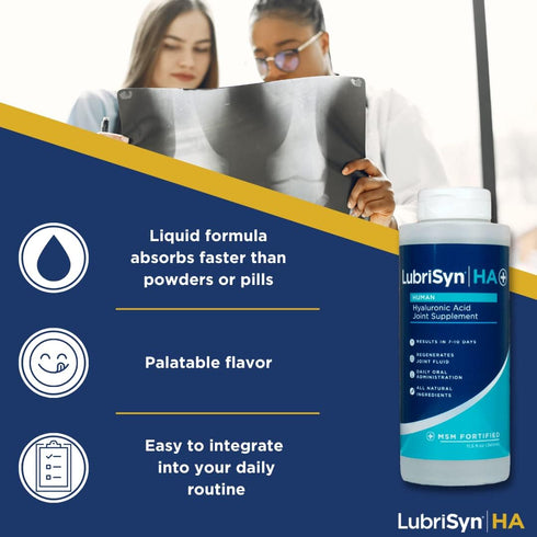 Lubrisyn HA with MSM, Vegan Joint Relief Supplement, 30 Day Supply of Liquid Hyaluronic Acid for Joints