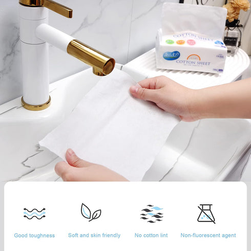 Lily Bell 100% Cotton Soft Dry Wipes, Disposable Face Towel (110 Count), Lint-Free for Sensitive Skin