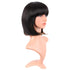 MapofBeauty 12 Inch /30 cm Fashion Lady Short Straight Synthetic Flat Bangs Bob Wig (Black Mixed Brown)