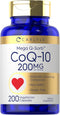 Carlyle CoQ10 200mg | Mega Q-Sorb Coenzyme Q-10 | 200 Capsules | Vegetarian, Non-GMO, Gluten Free