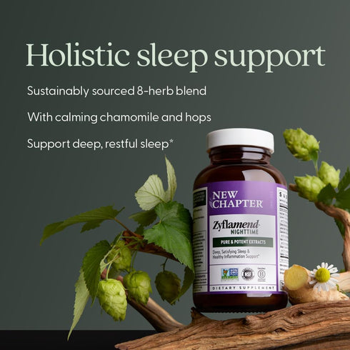 New Chapter Sleep Aid – Zyflamend Nighttime for Sleep Support with Turmeric + Valerian Root + Lemon Balm + Holy Basil,