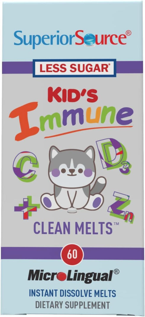 Superior Source Kid’s Immune Clean Melts, Quick Dissolve MicroLingual Tablets, 60 Count, Zinc, Vitamin C, D3