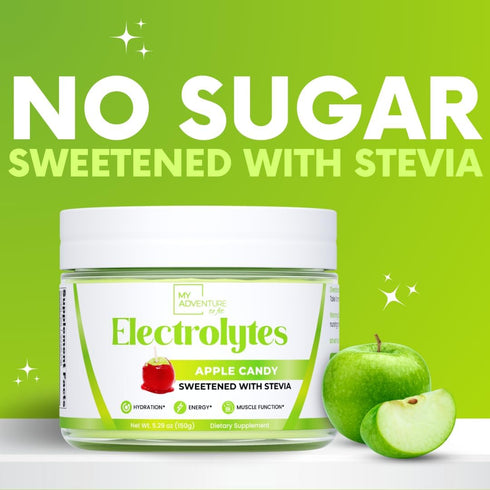 Zero Sugar - Apple Candy Electrolytes Powder - Caffeine Free Hydration with All Natural Ingredients, 30 Servings