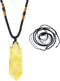 Runyangshi Citrine Healing Crystal Pendants, Double Pointed Natural Quartz Necklace, 6 Faceted Chakra Wand