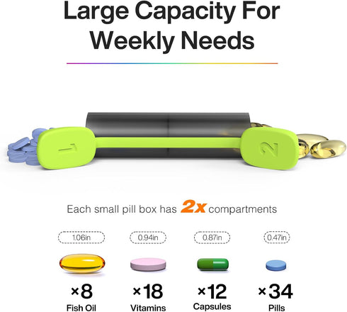 Set 1 2 7 Weekly Pill Organizer - Time / Times a Day Travel Pill Case Day Small Pill Box with Color Slots Medicine