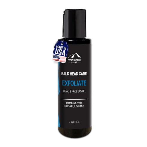 Mountaineer Brand Bald Head Care for Men | 4oz Exfoliating Head/Face Scrub, All Natural Daily Grooming Wash