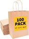 BAG BOX Kraft Paper Gift Bags with Handles, Small Business Shopping Bags for Grocery Birthday Party Supplies