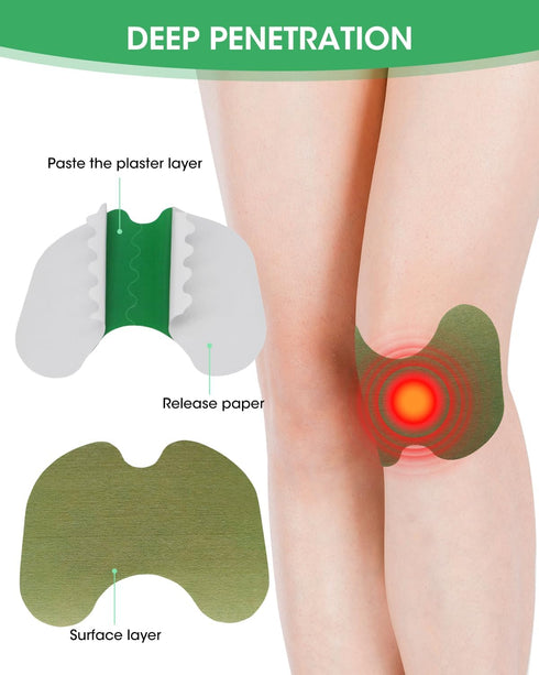 Knee Patches, 26 Count Maximum Strength Warming Herbal Plaster, Wormwood Extract Sticker for Joint Discomfort