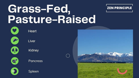 Zen Principle Grass Fed Beef Organs, Desiccated Liver, Heart, Kidney, Pancreas, Spleen, Tripe/Stomach Supplements