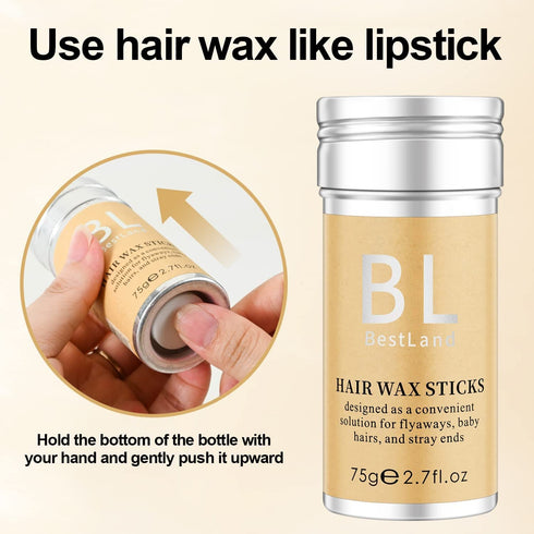 BestLand Hair Wax Stick for Flyaways, Non-greasy Edge Control, Finishing Slick Wax Stick for Baby Hairs (2.7 Fl Oz,