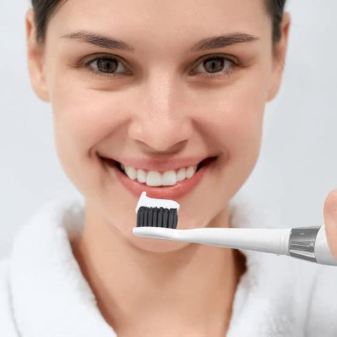 Solo Electric Toothbrush with 10 Brush Heads + 1 Interdental, Charcoal Bristles, Rechargeable, 3 Brush Modes