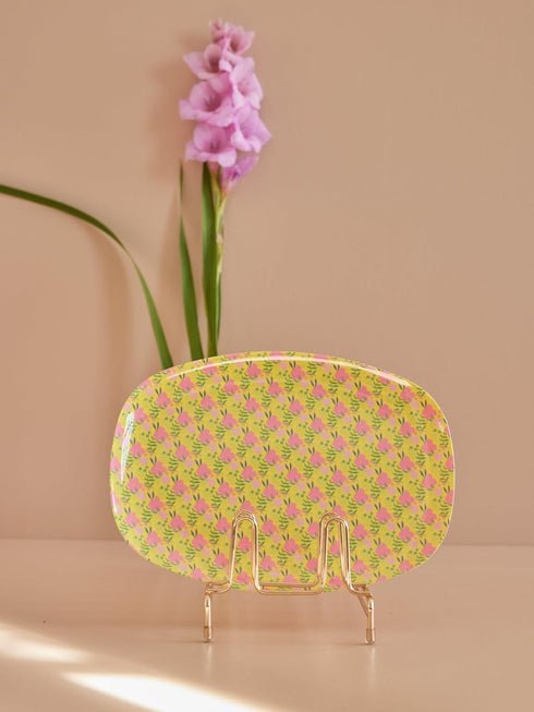 Sunny Days Print Rectangular Plate in Yellow by RICE BY RICE