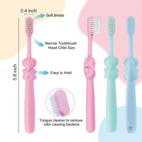 20 pcs Disposable Kids Toothbrushes, Individually Wrapped for Age 2+ Toddler Children, Soft Bristles for Boys Girls
